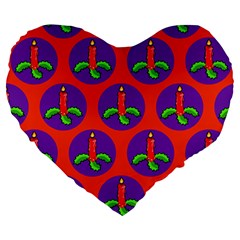 Christmas Candles Seamless Pattern Large 19  Premium Heart Shape Cushions by Amaryn4rt
