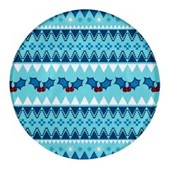 Blue Christmas Vintage Ethnic Seamless Pattern Round Glass Fridge Magnet (4 Pack) by Amaryn4rt
