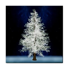 Tree Pine White Starlight Night Winter Christmas Face Towel by Amaryn4rt