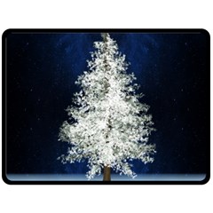 Tree Pine White Starlight Night Winter Christmas Fleece Blanket (large) by Amaryn4rt