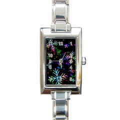 Snowflakes Snow Winter Christmas Rectangle Italian Charm Watch by Amaryn4rt