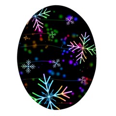 Snowflakes Snow Winter Christmas Oval Glass Fridge Magnet (4 Pack) by Amaryn4rt