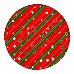 Christmas-paper-star-texture     - Round Glass Fridge Magnet (4 Pack) by Amaryn4rt