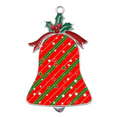 Christmas-paper-star-texture     - Metal Holly Leaf Bell Ornament