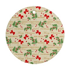 Christmas-paper-scrapbooking-- Round Ornament (two Sides) by Amaryn4rt