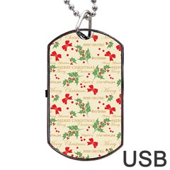 Christmas-paper-scrapbooking-- Dog Tag Usb Flash (two Sides) by Amaryn4rt