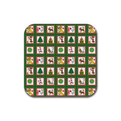 Christmas-paper-christmas-pattern Rubber Coaster (Square)