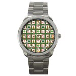 Christmas-paper-christmas-pattern Sport Metal Watch Front