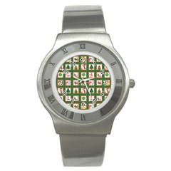 Christmas-paper-christmas-pattern Stainless Steel Watch