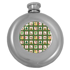 Christmas-paper-christmas-pattern Round Hip Flask (5 oz)