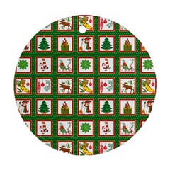 Christmas-paper-christmas-pattern Round Ornament (Two Sides)