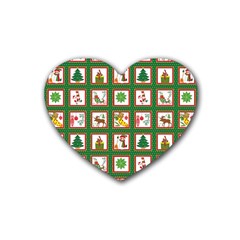 Christmas-paper-christmas-pattern Rubber Coaster (Heart)