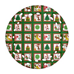 Christmas-paper-christmas-pattern Ornament (Round Filigree)