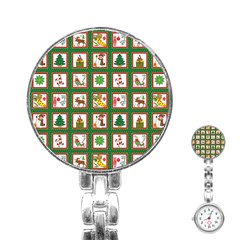 Christmas-paper-christmas-pattern Stainless Steel Nurses Watch