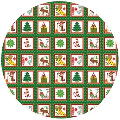 Christmas-paper-christmas-pattern Wooden Puzzle Round