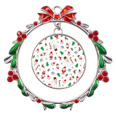 Christmas Shading Pattern Metal X mas Wreath Ribbon Ornament