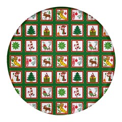 Christmas-paper-christmas-pattern Round Glass Fridge Magnet (4 pack)