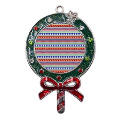 Christmas-color-stripes Pattern Metal X mas Lollipop With Crystal Ornament by Amaryn4rt