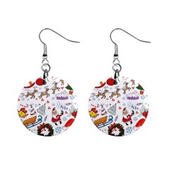 Christmas Theme Decor Illustration Pattern Mini Button Earrings by Amaryn4rt