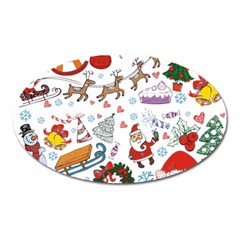 Christmas Theme Decor Illustration Pattern Oval Magnet