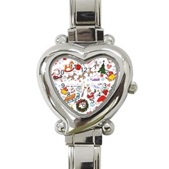 Christmas Theme Decor Illustration Pattern Heart Italian Charm Watch by Amaryn4rt