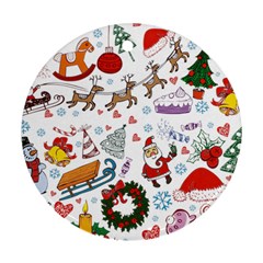 Christmas Theme Decor Illustration Pattern Round Ornament (Two Sides)