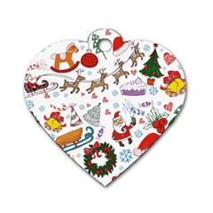 Christmas Theme Decor Illustration Pattern Dog Tag Heart (one Side) by Amaryn4rt