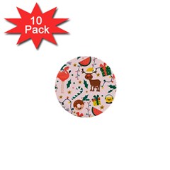 Colorful-funny-christmas-pattern Merry Xmas 1  Mini Buttons (10 Pack)  by Amaryn4rt