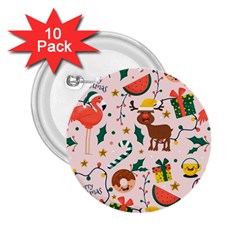 Colorful-funny-christmas-pattern Merry Xmas 2 25  Buttons (10 Pack)  by Amaryn4rt