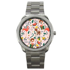 Colorful-funny-christmas-pattern Merry Xmas Sport Metal Watch by Amaryn4rt