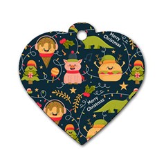 Colorful-funny-christmas-pattern Merry Christmas Xmas Dog Tag Heart (one Side) by Amaryn4rt