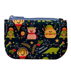 Colorful-funny-christmas-pattern Merry Christmas Xmas Large Coin Purse by Amaryn4rt