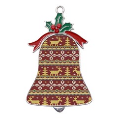 Beautiful-knitted-christmas-pattern Xmas Metal Holly Leaf Bell Ornament