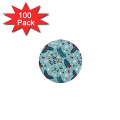 Seamless-pattern-with-berries-leaves 1  Mini Buttons (100 Pack)  by Amaryn4rt