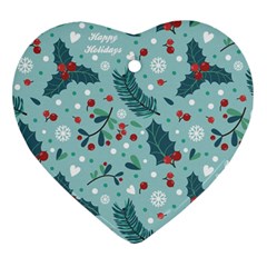 Seamless-pattern-with-berries-leaves Heart Ornament (two Sides) by Amaryn4rt