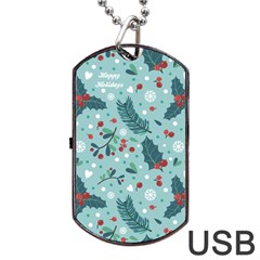 Seamless-pattern-with-berries-leaves Dog Tag Usb Flash (one Side) by Amaryn4rt