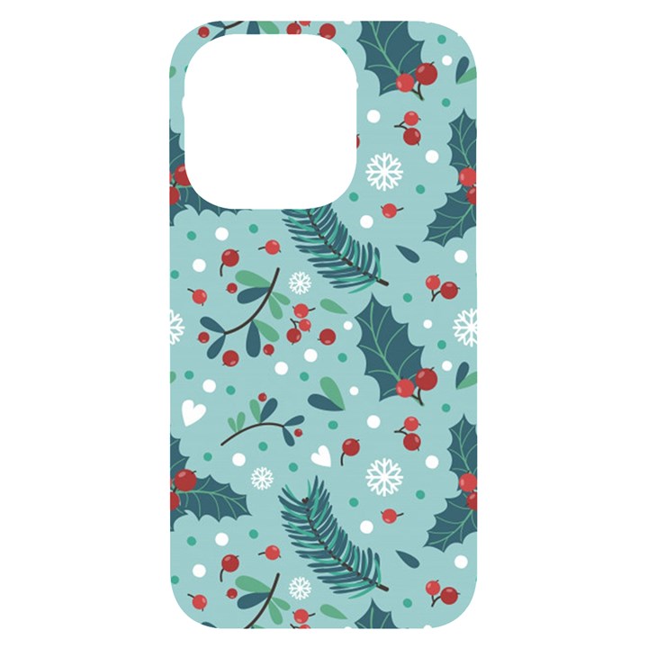 Seamless-pattern-with-berries-leaves iPhone 14 Pro Black UV Print Case