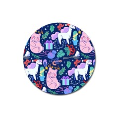 Colorful-funny-christmas-pattern Pig Animal Magnet 3  (round) by Amaryn4rt