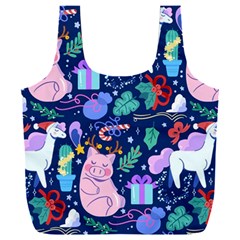 Colorful-funny-christmas-pattern Pig Animal Full Print Recycle Bag (xxxl) by Amaryn4rt