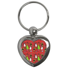 Santa Snowman Gift Holiday Christmas Cartoon Key Chain (heart)