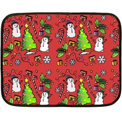 Santa Snowman Gift Holiday Christmas Cartoon Fleece Blanket (mini) by Amaryn4rt