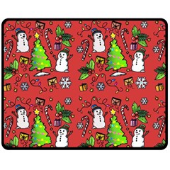 Santa Snowman Gift Holiday Christmas Cartoon Fleece Blanket (medium) by Amaryn4rt