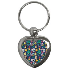 Colorful-funny-christmas-pattern  --- Key Chain (heart) by Amaryn4rt