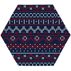 Christmas-concept-with-knitted-pattern Wooden Puzzle Hexagon by Amaryn4rt