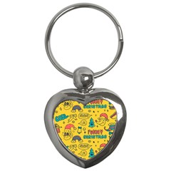 Colorful-funny-christmas-pattern Cool Ho Ho Ho Lol Key Chain (heart)