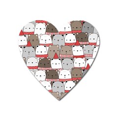 Cute Adorable Bear Merry Christmas Happy New Year Cartoon Doodle Seamless Pattern Heart Magnet by Amaryn4rt