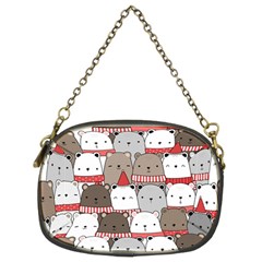 Cute Adorable Bear Merry Christmas Happy New Year Cartoon Doodle Seamless Pattern Chain Purse (two Sides)