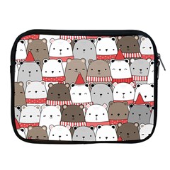 Cute Adorable Bear Merry Christmas Happy New Year Cartoon Doodle Seamless Pattern Apple Ipad 2/3/4 Zipper Cases by Amaryn4rt