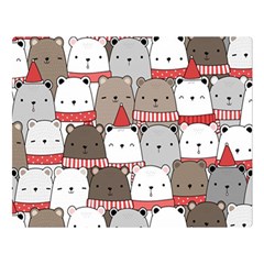 Cute Adorable Bear Merry Christmas Happy New Year Cartoon Doodle Seamless Pattern Two Sides Premium Plush Fleece Blanket (large) by Amaryn4rt