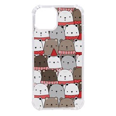 Cute Adorable Bear Merry Christmas Happy New Year Cartoon Doodle Seamless Pattern Iphone 14 Tpu Uv Print Case